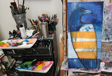 Load image into Gallery viewer, Original painting "The Burden of Trinkets", oil on canvas, 12" x 24"