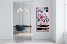Load image into Gallery viewer, Original painting "Pink Flower Lush", oil on canvas, 24" x 48" (