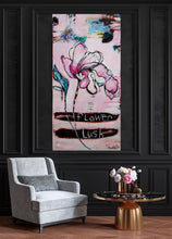Load image into Gallery viewer, Original painting "Pink Flower Lush", oil on canvas, 24" x 48" (