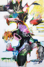 Load image into Gallery viewer, Abstract artwork with vibrant colors and dynamic shapes on a white background