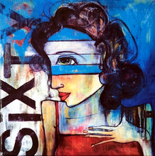 Load image into Gallery viewer, Paper Print on Canvas "Sixty" oil on canvas, 4" x 8"