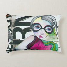 Load image into Gallery viewer, Artful printed lumbar pillow with two separate designs. 12" x 16"