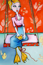 Load image into Gallery viewer, Printed Art Card, "Go Fish", 4"x 6" x 1.0 mm thick substrate paper, Collectible, Frameable