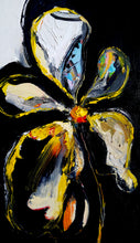 Load image into Gallery viewer, Original painting "Noir in Yellow", oil on birch panel, 6" x 24"