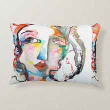 Load image into Gallery viewer, Artful printed lumbar pillow with two separate designs. 12" x 16"