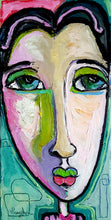 Load image into Gallery viewer, Original painting "On Tiny Shoulders" oil on birch panel, 4" x 8"