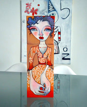 Load image into Gallery viewer, Original painting "Only A Piece of Me", oil on birch panel, 6" x 18"