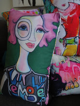 Load image into Gallery viewer, Artful Pillow, home accent, 13" x 21" lumbar, "Empower Love" side 1, "The Get Down" side 2