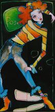 Load image into Gallery viewer, Original Painting, "Pose", oil on birch panel, two panels, each 6" x 24"