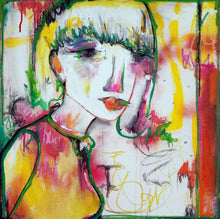 Load image into Gallery viewer, Original oil painting featuring an abstract, colorful depiction of a female figure with expressive details.