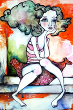 Load image into Gallery viewer, Printed Art Card, "The Dreamer", 4"x 6" x 1.0 mm thick substrate paper, Collectible, Frameable