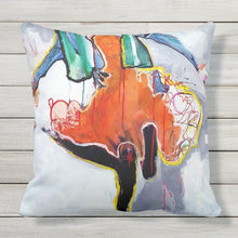 Load image into Gallery viewer, Artful Pillow, OUTDOOR, 20" x 20", "The Get Down" side 1 "The Get Down Crop" side 2