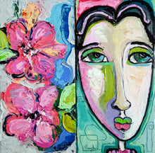 Load image into Gallery viewer, Original painting "On Tiny Shoulders" oil on birch panel, 4" x 8"