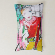 Load image into Gallery viewer, Artful Pillow, home accent, 13" x 21" lumbar, "Transforming The Warp"