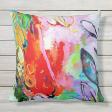 Load image into Gallery viewer, Artful Pillow, OUTDOOR, 20" x 20", "Wild Fury" side 1 "Hard U Turn" side 2