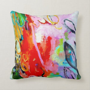Artful printed lumbar pillow with two separate designs. 16" x 16"