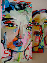 Load image into Gallery viewer, Original painting "Would Be Saints", oil on birch panel, 6" x 12"