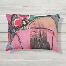Load image into Gallery viewer, Artful Pillow, OUTDOOR, 12" x 16" lumbar, "Watercolor" side 1 "E Squared" side 2