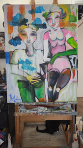 Original painting "Cloud Petals and Atmospheric Love Letters", oil on canvas, 30" x 40"