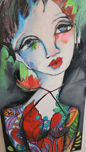 Original painting "King of The Paper Airplanes", oil on birch panel, 16" x 32"
