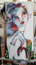 Load image into Gallery viewer, Original painting &quot;King of The Paper Airplanes&quot;, oil on birch panel, 16&quot; x 32&quot;

