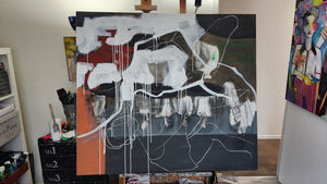 Original painting "A White Buffalo in the Dragoons"  mixed media on canvas, 46"  x 52