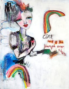 Original painting "Art is Triumph" oil on birch panel, 8" x 10"