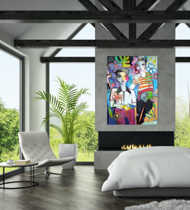 Original painting "Cloud Petals and Atmospheric Love Letters", oil on canvas, 30" x 40"