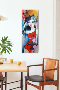 Original painting "The Curious Elixir of Shadow Work", oil on canvas, 18" x 36"