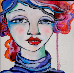 Original painting "Figure 8's", oil on canvas, 6" x 6"