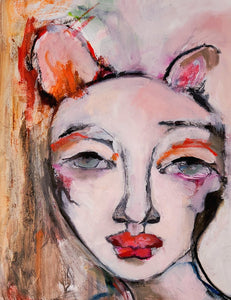 Original painting "Truth Seer" oil on paper & birch, 9" x 12"