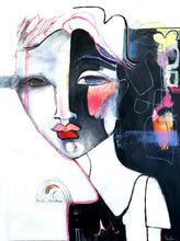 Load image into Gallery viewer, Abstract artwork with a stylized face and colorful elements
