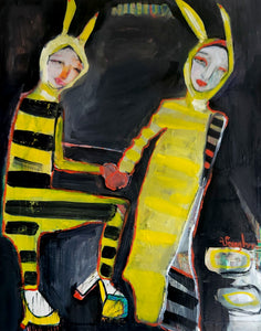 Original painting "Whatever Barb, You Know Onsie's are Iconic" oil on birch panel, 8" x 10"