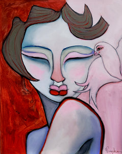 Original painting "Whispered Transmissions" oil on birch panel, 8" x 10"