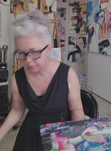Load and play video in Gallery viewer, Original painting "Mr. Flower Pants" oil on metal, 10" x 14"
