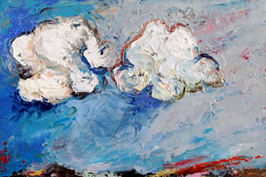 Original painting "Monsoon Clouds #3", oil on birch panel, 4" x 6"