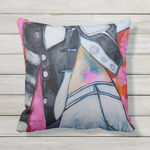 Artful Pillow, OUTDOOR, 16" x 16", "Lost and Found" side 1 "The Fabrication" side 2