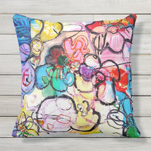 Load image into Gallery viewer, Artful Pillow, OUTDOOR, 20&quot; x 20&quot;, &quot;Flower Garden&quot; side 1 &quot;The Show&quot; side 2
