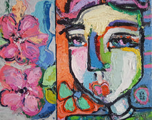 Load image into Gallery viewer, Original painting &quot;The French Cafe &amp; Pink Wingtips&quot; oil on birch panel, 6&quot; x 8&quot;

