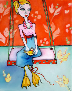 Original Painting, "Go Fish", oil on canvas, 8"  x 10"