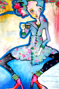 Printed Art Card, "High Tea", 4"x 6" x 1.0 mm thick substrate paper, Collectible, Frameable