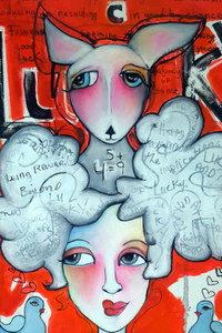 Printed Art Card, "Lucky", 4"x 6" x 1.0 mm thick substrate paper, Collectible, Frameable