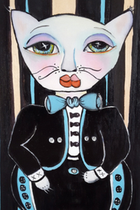 Printed Art Card, "Mariachi Gato", 4"x 6" x 1.0 mm thick substrate paper, Collectible, Frameable