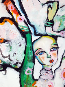Original Painting, "The Mesmerizing Of High Society", oil on birch panel, 12" x 24"