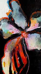 Original painting "Noir in Red", oil on birch panel, 6" x 24"