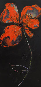 Original painting "Noir Series" in red oil on birch panel, 4" x 8"