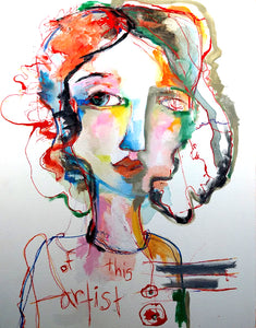 Artful Pillow, home accent, 12" x 16" lumbar, "Of This Artist Red" side 1 "Of This Artist Sketch" side 2