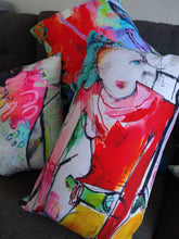 Load image into Gallery viewer, Artful Pillow, home accent, 13&quot; x 21&quot; lumbar, &quot;Transforming The Warp&quot;
