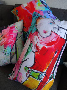 Artful Pillow, home accent, 13" x 21" lumbar, "Transforming The Warp"
