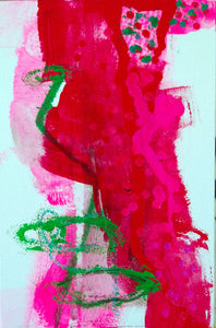 Original painting "Polka Pink" oil on birch panel, 4" x 6"